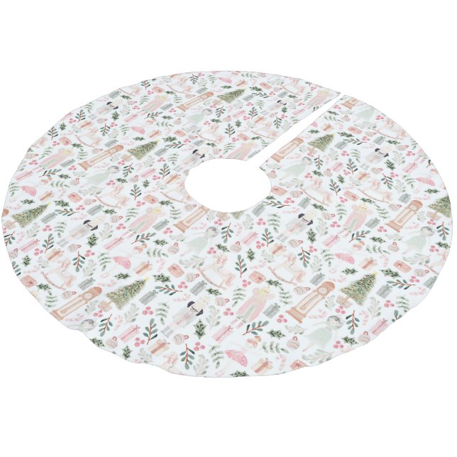 Vattenfärgen Nutcracker helgdag Brushed Polyeste Julgransmatta Borstad Polyester (Vinklad)