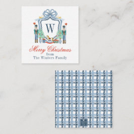 Vattenfärgen Nutcracker Monogram Vapensköld jul Anteckningskort