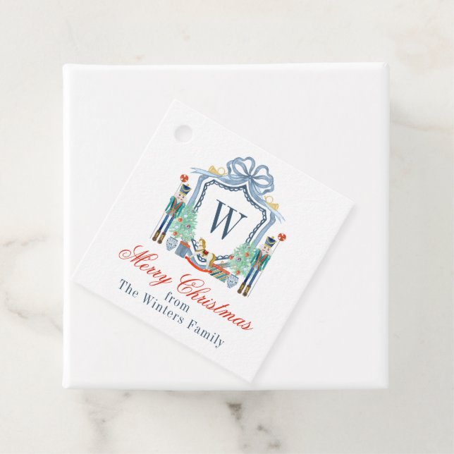 Vattenfärgen Nutcracker Monogram Vapensköld jul Gåvor Etiketter (På plats)