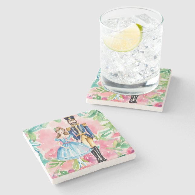 Vattenfärgen Nutcracker och Clara jul Stenunderlägg (Sidan)