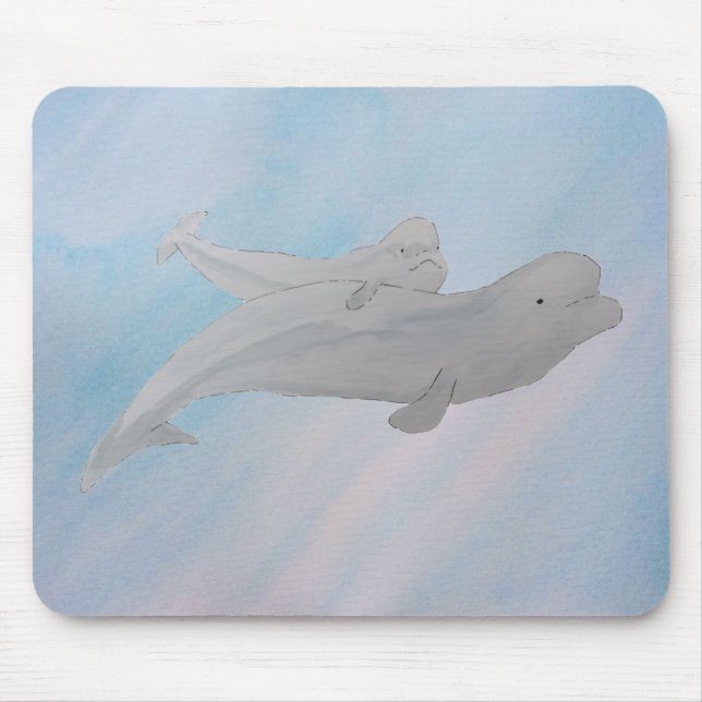 Vattenfärgen Ocean Mor Baby Beluga Whales Musmatta (Framsidan)