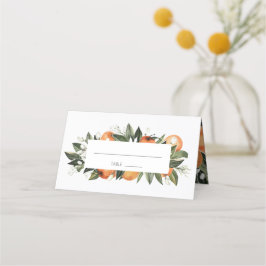 Vattenfärgen Orange Blommar Bröllop Bord Placeringskort