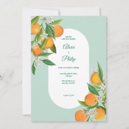 Vattenfärgen Orange Bröllop Inbjudningar