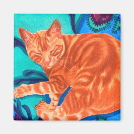 Vattenfärgen Orange Tabby katt Magnet