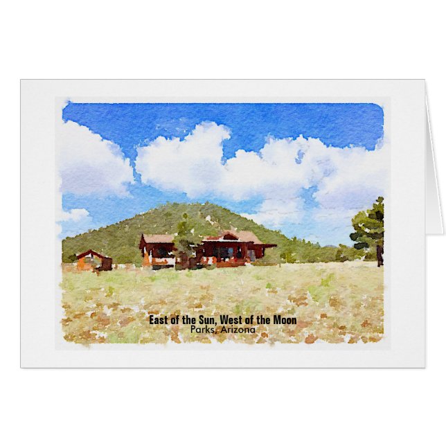 Vattenfärgen Öster vid Sol, Väster vid Måne Hälsningskort (Framsidan Horizontal)