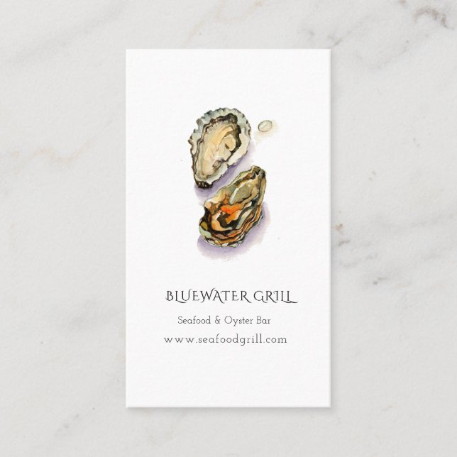 Vattenfärgen Oyster-kock, restaurangkock, affärsko Visitkort (Framsida)