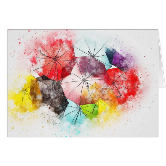 Vattenfärgen Parbrella Abstrakt Mönster Hälsningskort (Framsidan Horizontal)