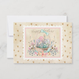 Vattenfärgen Påsk Basket och Bunny Frimärke Stil