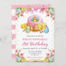Vattenfärgen Påsk Chick Vår 21:a födelsedag Inbjudningar