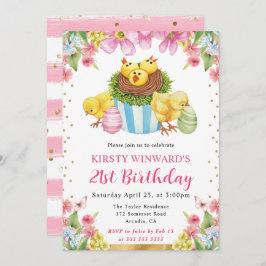 Vattenfärgen Påsk Chick Vår 21:a födelsedag Inbjudningar