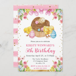 Vattenfärgen Påsk Chick Vår femte födelsedag Inbjudningar