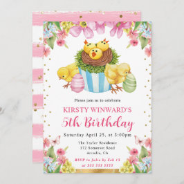 Vattenfärgen Påsk Chick Vår femte födelsedag Inbjudningar