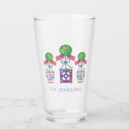 Vattenfärgen Patriotic American Flagga Topiary Gif Glaskopp