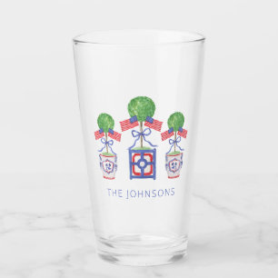 Vattenfärgen Patriotic American Flagga Topiary Gif Glaskopp
