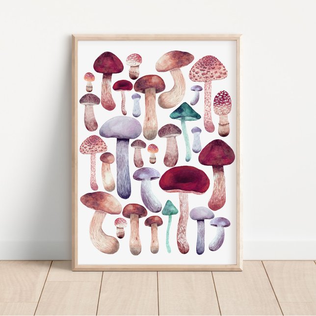 Vattenfärgen poster vildens svampar illustrera vat (Skapare uppladdad)