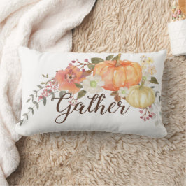 Vattenfärgen Pumpkins Blommigt Family Namn samlas  Lumbarkudde