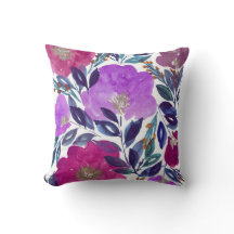 vattenfärgen räcker målade blommor kudder