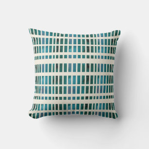 Vattenfärgen Rand Mönster Pillow i Grönt Kudde