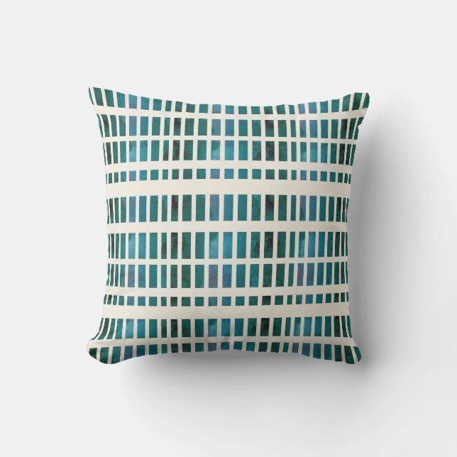 Vattenfärgen Rand Mönster Pillow i Grönt Kudde (Framsida)
