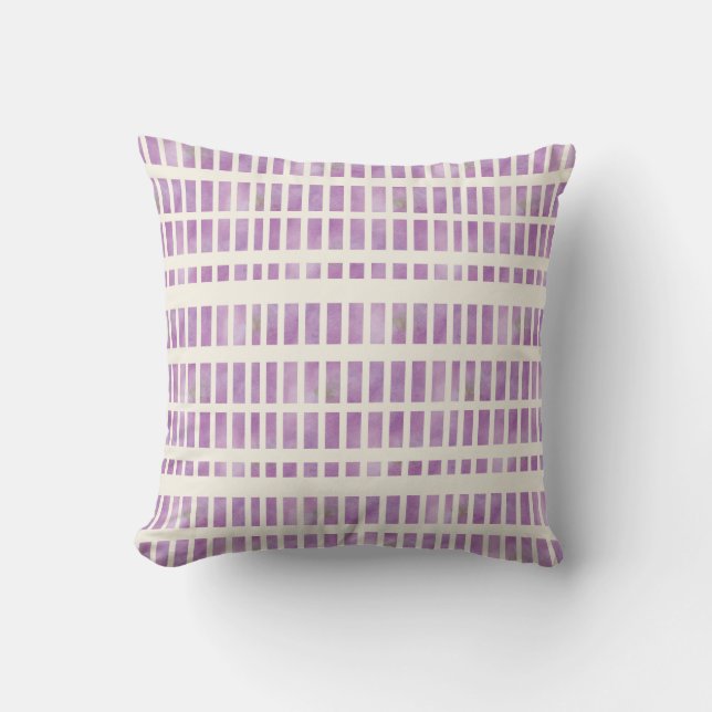 Vattenfärgen Rand Mönster Pillow i Lila Kudde (Framsida)