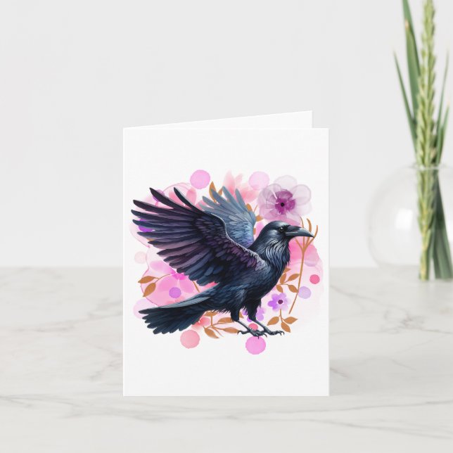 Vattenfärgen Raven Blank Anteckningskort (Framsida)