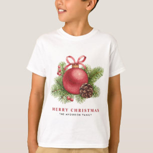 Vattenfärgen Red Boll Ornament God jul T Shirt
