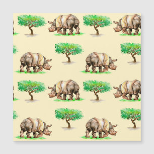 Vattenfärgen Rhino: Handmålad Mönster.