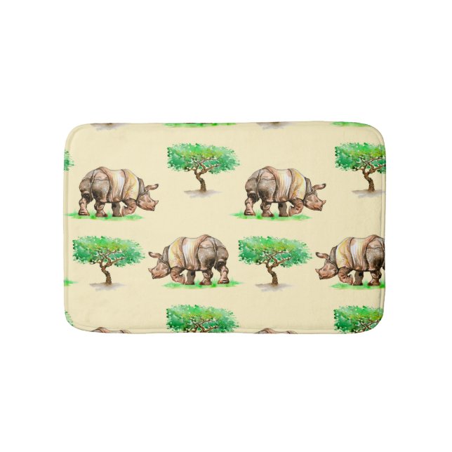 Vattenfärgen Rhino: Handmålad Mönster. Badrumsmatta (Framsidan)