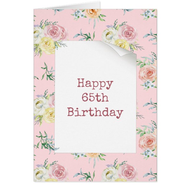 Vattenfärgen Ro 65e Birthday Hälsningskort (Framsidan)