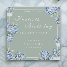 Vattenfärgen Ro ANY Milestone Blommigt Birday Inbjudningar