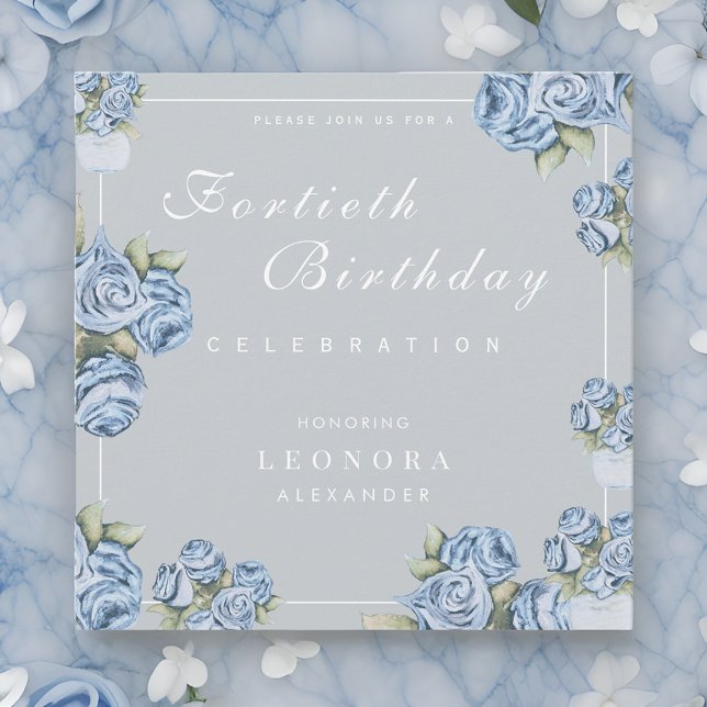 Vattenfärgen Ro ANY Milestone Blommigt Birday Inbjudningar (Skapare uppladdad)