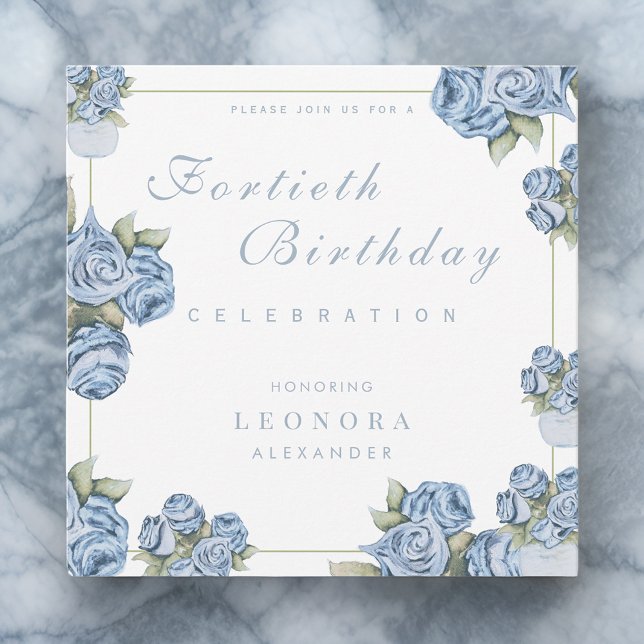 Vattenfärgen Ro ANY Milestone Blommigt Birday Inbjudningar (Skapare uppladdad)
