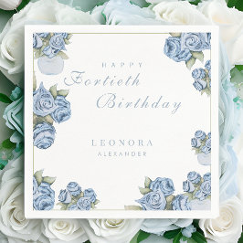 Vattenfärgen Ro ANY Milestone Blommigt Birday Pappersservett