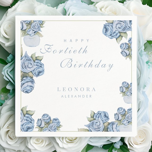 Vattenfärgen Ro ANY Milestone Blommigt Birday Pappersservett (Skapare uppladdad)