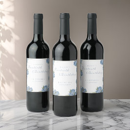 Vattenfärgen Ro ANY Milestone Blommigt Birday Vinflaska Etikett