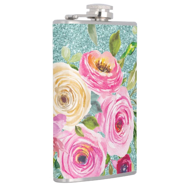 Vattenfärgen Ro i Rosa och Cream Aqua Glitter Fickplunta (Höger)