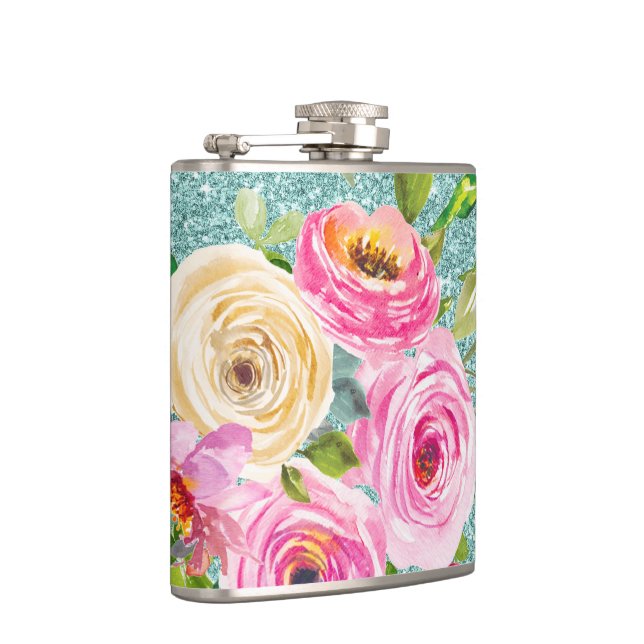 Vattenfärgen Ro i Rosa och Cream Aqua Glitter Fickplunta (Höger)