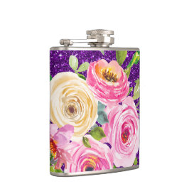 Vattenfärgen Ro i Rosa och Cream Lila Glitter Fickplunta