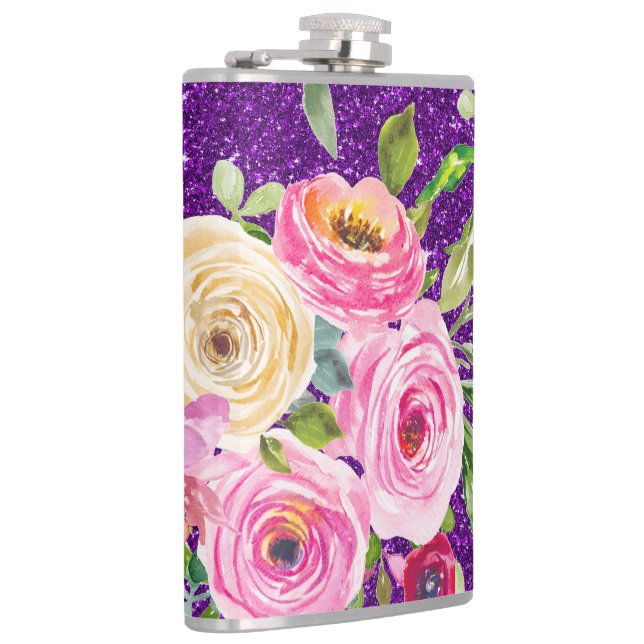 Vattenfärgen Ro i Rosa och Cream Lila Glitter Fickplunta (Höger)