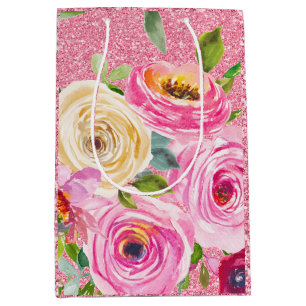 Vattenfärgen Ro i Rosa och Cream Rosa Glitter