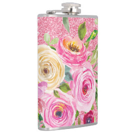 Vattenfärgen Ro i Rosa och Cream Rosa Glitter Fickplunta