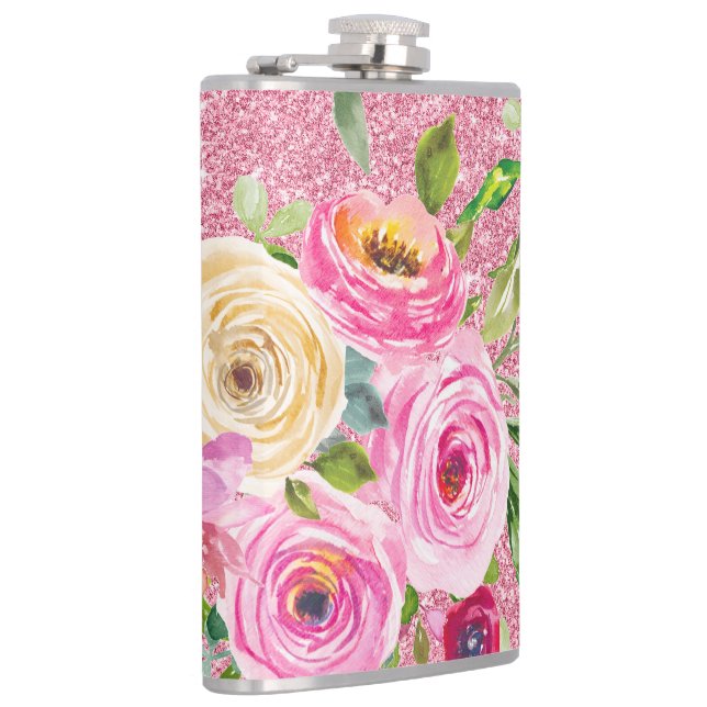 Vattenfärgen Ro i Rosa och Cream Rosa Glitter Fickplunta (Höger)