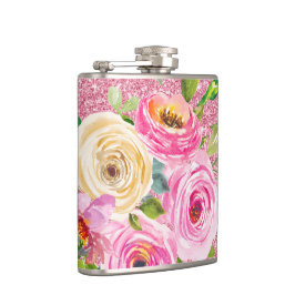 Vattenfärgen Ro i Rosa och Cream Rosa Glitter Fickplunta