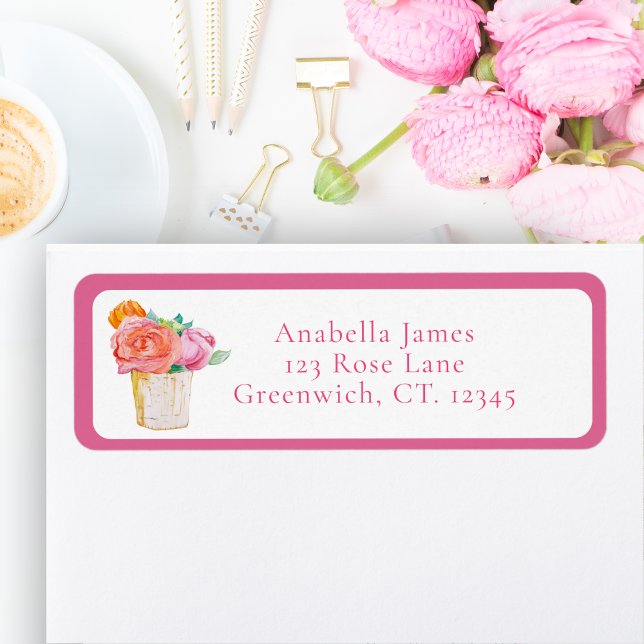 Vattenfärgen Ro i Vas Returadress Etikett (Skapare uppladdad)