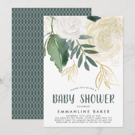 Vattenfärgen Ro och Blå babyskor Inbjudan