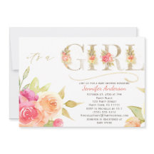 Vattenfärgen Ro och Guld Flicka Shower