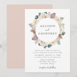 Vattenfärgen Ro och Orchids Blommigt Ram Bröllop Inbjudningar