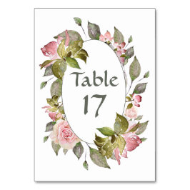 Vattenfärgen Ro Soft Rosa Bröllop Bordsnummer