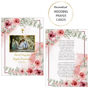 Vattenfärgen Röd ros ortodox Bröllop Prayer Card Placeringskort