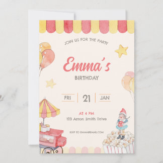 Vattenfärgen Roligt Park Tema Birthday Inbjudningar